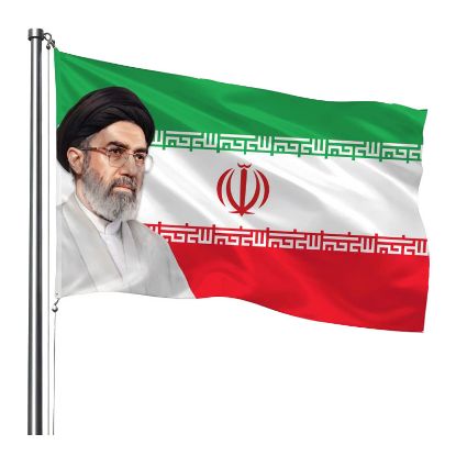 خرید پرچم ساتن طرح پرچم ایران و حضرت آیت الله سید مجتبی خامنه ای- 70*100- کد 85- فروشگاه قیام