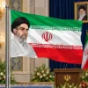 خرید پرچم ساتن طرح پرچم ایران و حضرت آیت الله سید مجتبی خامنه ای- 70*100- کد 85- فروشگاه قیام
