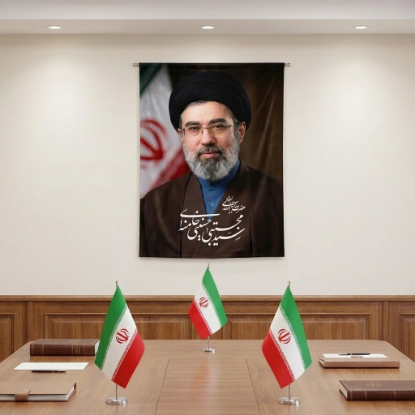 خرید کتیبه مخمل طرح حضرت آیت الله العظمی سید مجتبی حسینی خامنه ای - 50*70- کد 75- فروشگاه قیام